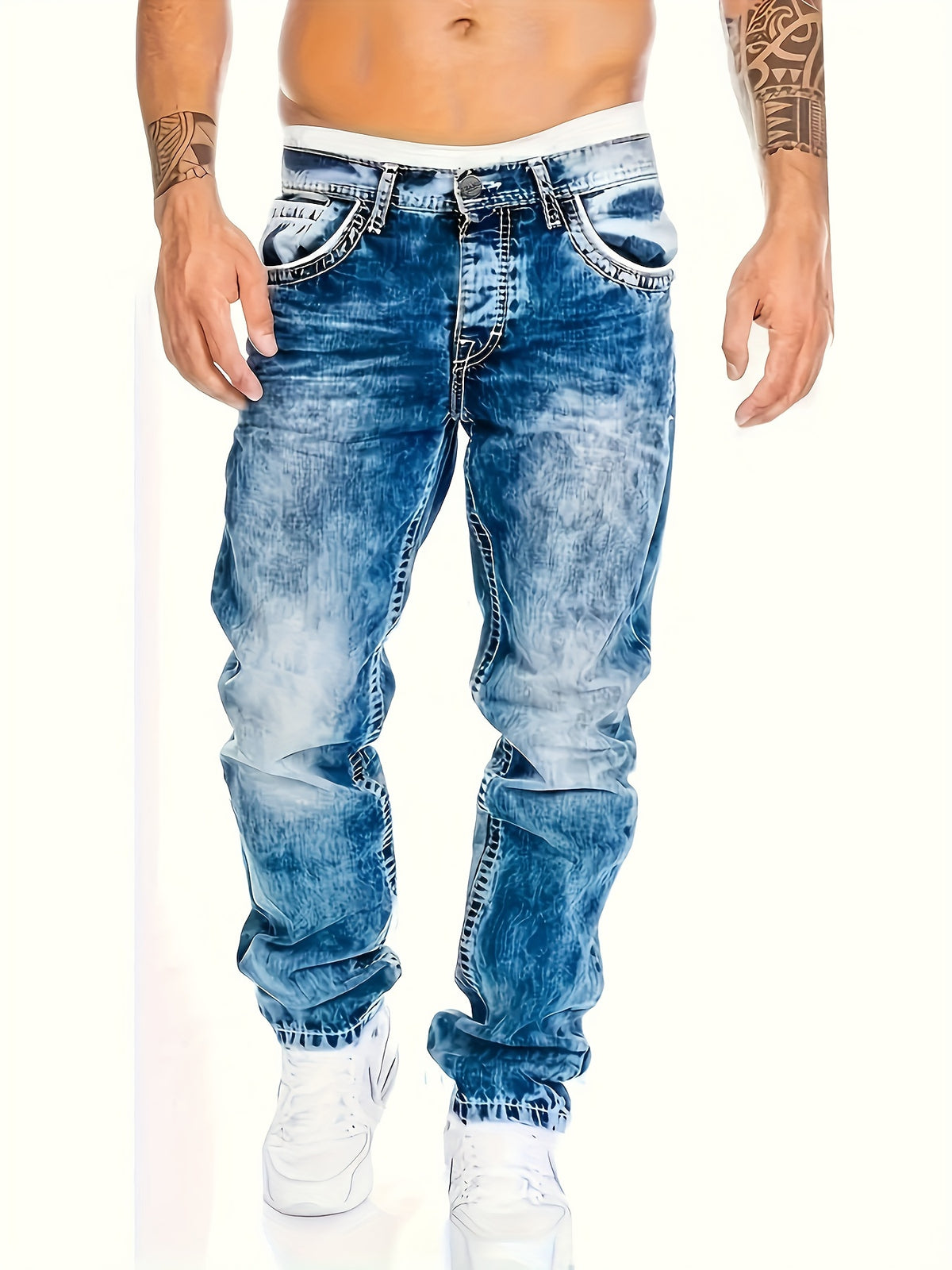American Snowflake Washed Men's Jeans, Fashionable and Versatile Straight Pants, Elastic Jeans Suitable for All Seasons Pantalones Para Hombres Mens Clothes Men Jeans Y2k Clothesropa De Hombrejeans