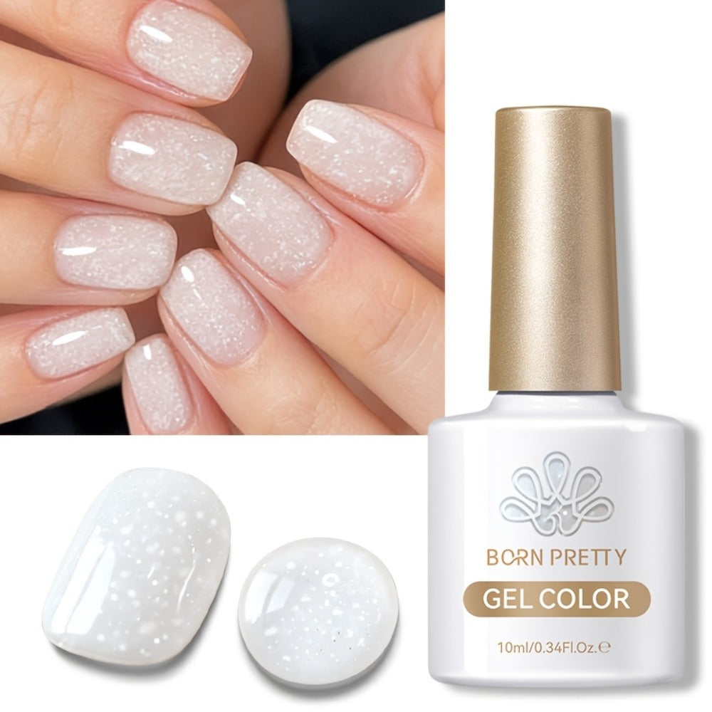 Glitter Jelly Gel Nail Polish Snowflake Sequin Pink Soak-Off UV LED – Semi-Permanent Sparkle Gel Varnish 10ml, Long-Lasting Christmas Holiday Winter Nail Art for DIY Salon Manicure - product image 8