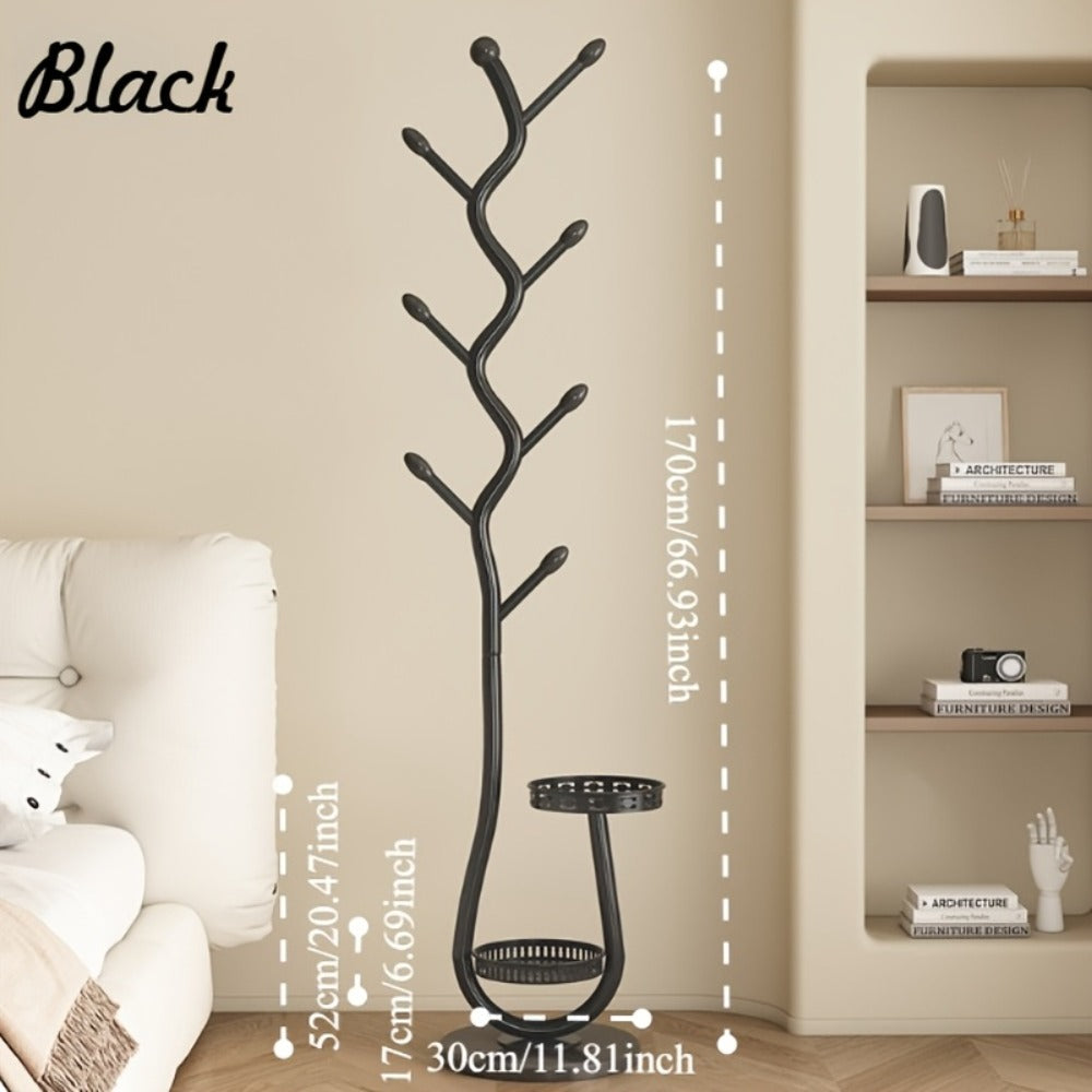 Clothes Rack Freestanding Metal with Shelf - Heavy Duty Garment Rack for Bedroom, Entryway & Closet, Vertical Coat Stand with Bottom Shelf for Coats, Hats, Scarves, Bags | White, B - product image 4