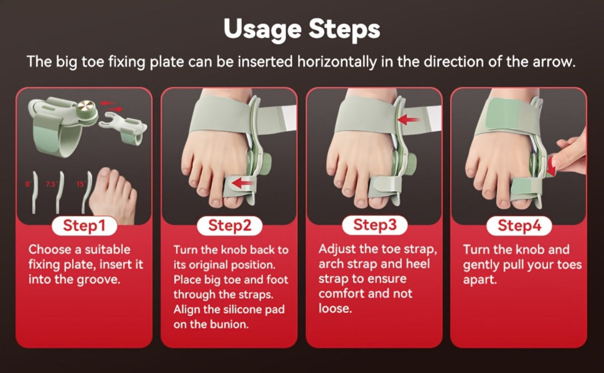 Bunion Corrector Splint with Double Correction – Stepless Adjustable Knob, 3-Angle Fixing Plate, Fits Left & Right Foot for Men & Women - product image 10