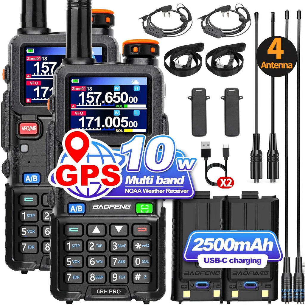 Baofeng Ham Radio 5RH Pro GPS 10W Long Range Walkie Talkie 2 Pack for Everyday Use - product image