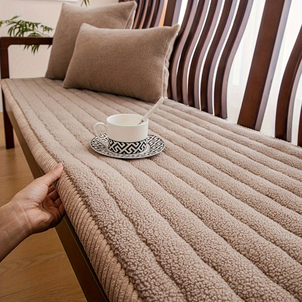 Plush Sofa Cover Bohemian Style Thickened Short Plush Non-Slip Machine Washable Pet Friendly Sofa Slipcover for Living Room Bedroom Office - Armrest Pad to 4 Seater - product image 27
