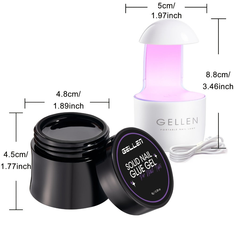 Solid Gel Nail Glue Kit with Mini LED Lamp — 8g UV Cure Gel Glue 28+ Days Long-Lasting Bond for Press On Nails Acrylic Tips Rhinestones, Non-Toxic Natural Resin, Salon & Home Manic - product image 4