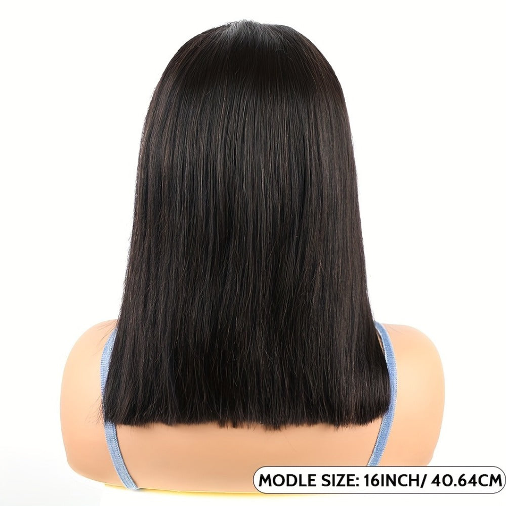 250% Density HD Lace Closure Wig Human Hair Straight Bob Glueless 4x4 Pre-Plucked Pre-Cut Natural Hairline Beginner Friendly 8-16 Inch Natural Black - product image 5