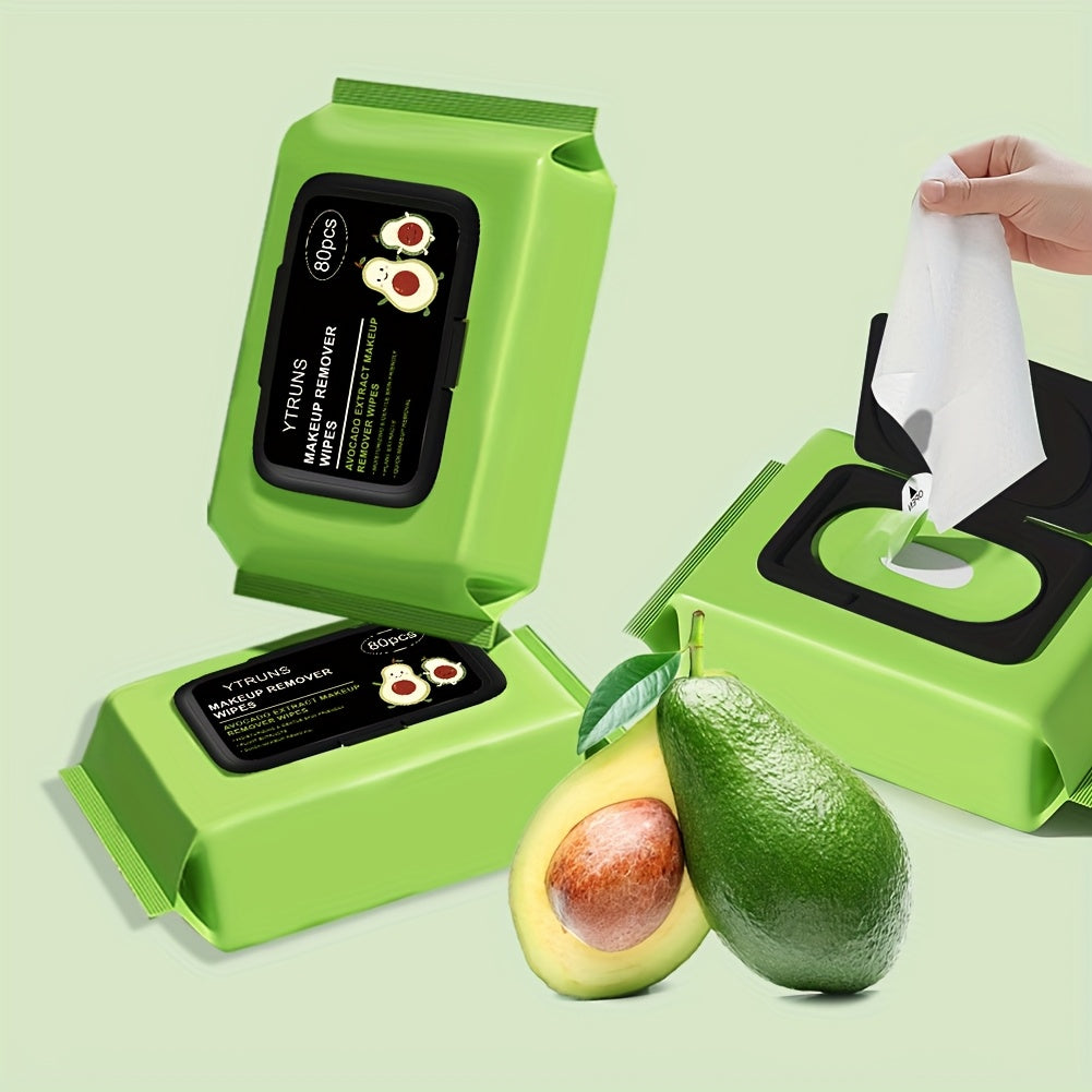 Makeup Remover Wipes Avocado Squalane Deep Cleansing Hypoallergenic Moisturizing Disposable Face Wipes 80 Sheets Pack Travel-Friendly Gentle for Sensitive Skin All Skin Types - product image