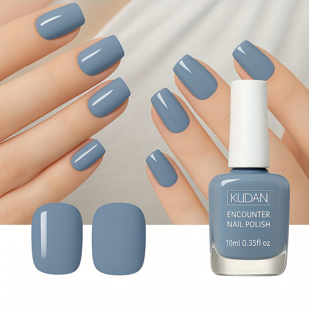 Quick-Dry Nail Polish No Lamp Needed Gray Blue 2pcs – Long-Lasting Glossy Gel-Like Shine, Alcohol-Free Easy-Off Formula 0.35 fl oz, Elegant Shade for Daily Professional Manicure Wo - product image 2