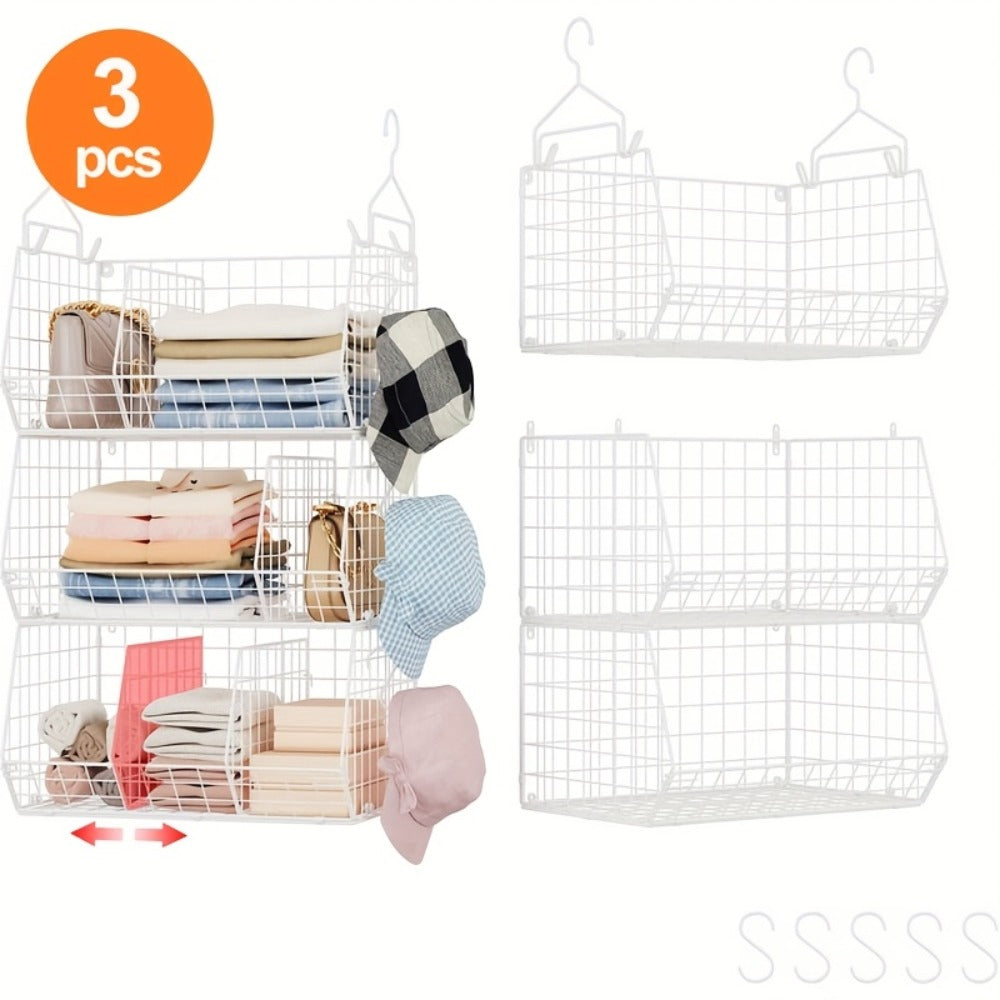 Hanging Laundry Basket Organizer 3pcs - Foldable Laundry Bag with 360° Rotating Hook for Washing Machine & Drying Rack, Space Saving Metal Mesh Laundry Hamper for Bathroom, Laundry - product image 4