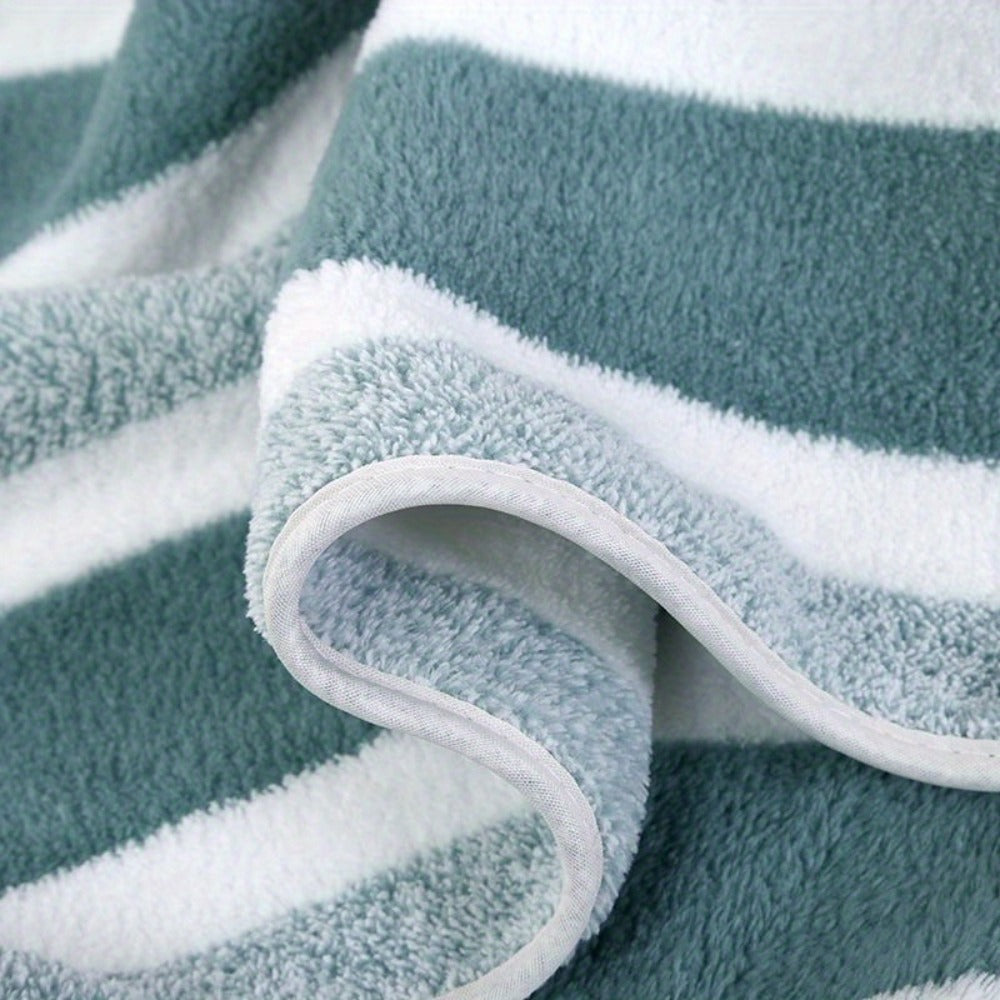 Striped Bath Towel Set 1 or 4 Pack 346GSM - 100% Polyester Super Soft Skin Friendly Absorbent Quick Dry | 70x140cm 27.6x55.1in | Green Gray Red Multi-Color | Home Bathroom Beach Es - product image 25