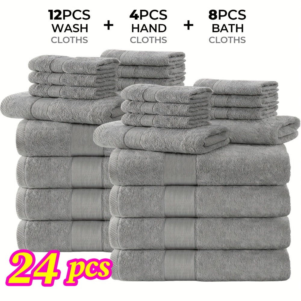 Luxury Towel Set 12 or 24 Piece Hotel Quality Cotton - Highly Absorbent Quick Dry Thick Bath Towels Hand Towels Washcloths | 7 Colors | Hotel Spa Gym Home Bathroom Essentials Gift  - product image 9
