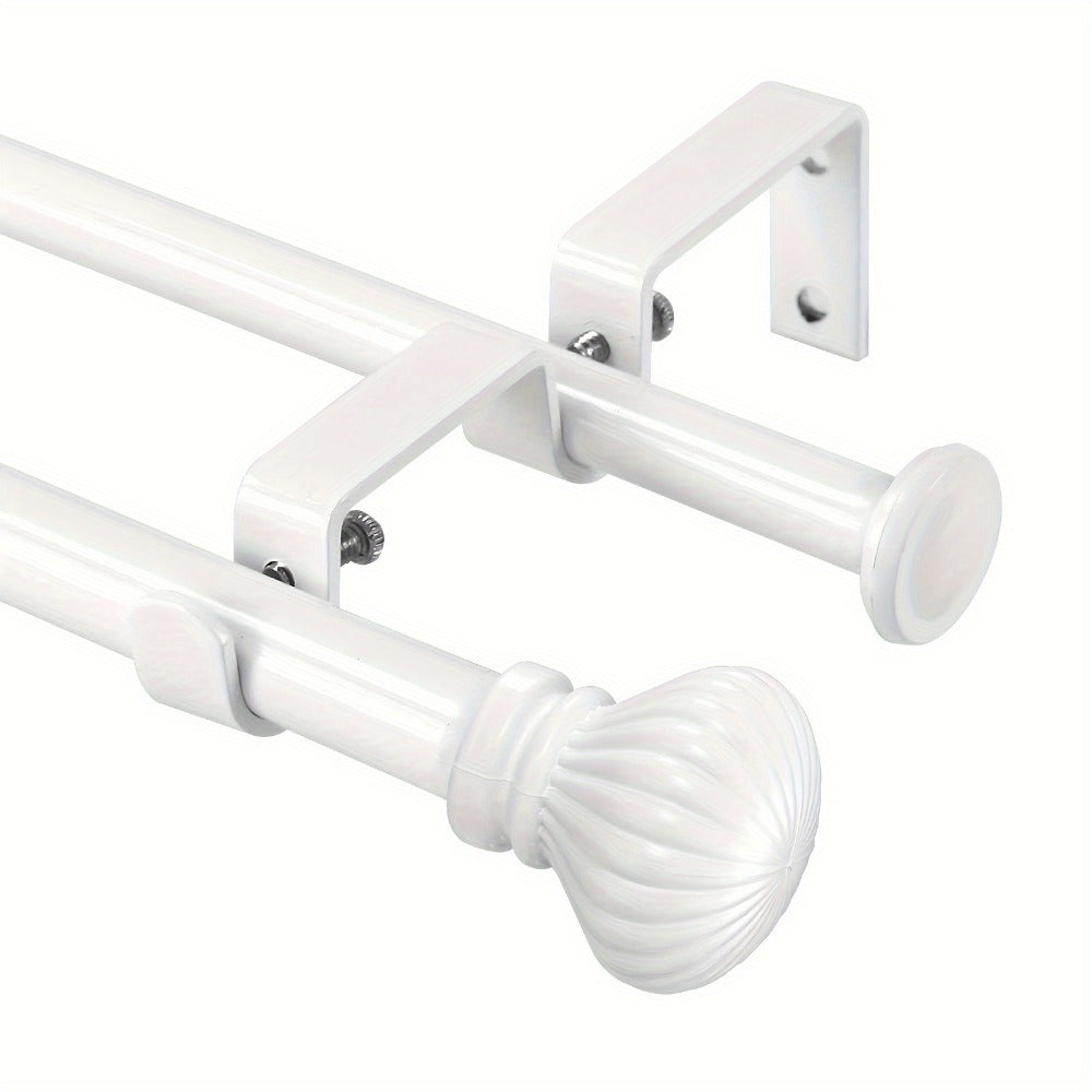 Double Curtain Rod Set Adjustable with Fluted Ball Finials Double Brackets 4 Colors 2 Sizes Window Curtain Hardware - product image 8