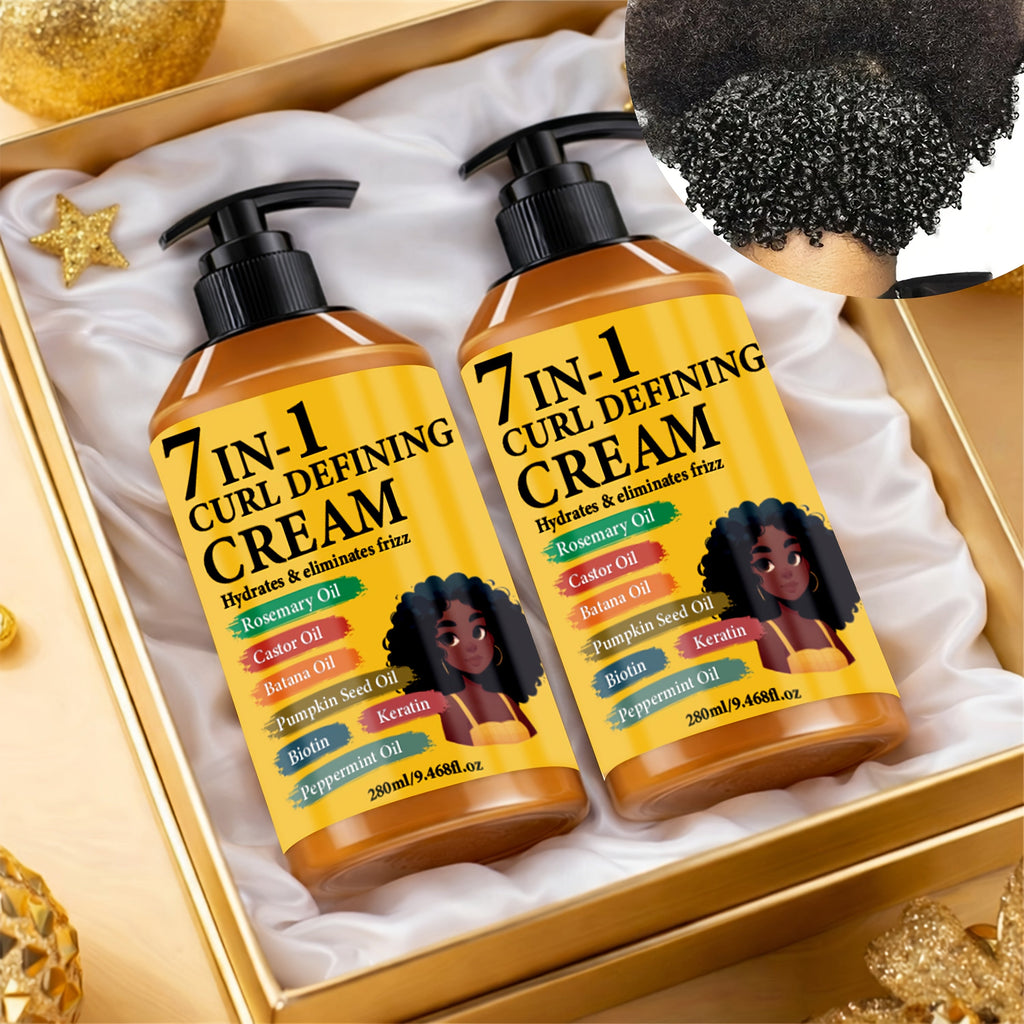 Curl Defining Cream 7-in-1 Frizz Control 2pcs Set 9.468fl oz — Long-Lasting Hold Moisturizing Non-Greasy Hair Styling Cream for Wavy Curly Normal Hair Bouncy Defined Curls Unisex A - product image 9