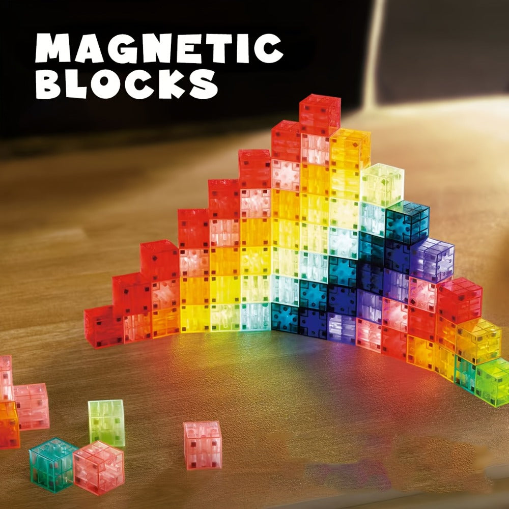 True Three-Dimensional STEM Building Blocks Set, Geometry Magnet Cube Toy for Toddlers Boys & Girls Ages 3 4 5 6, Creative Open-Ended Construction, Birthday - product image