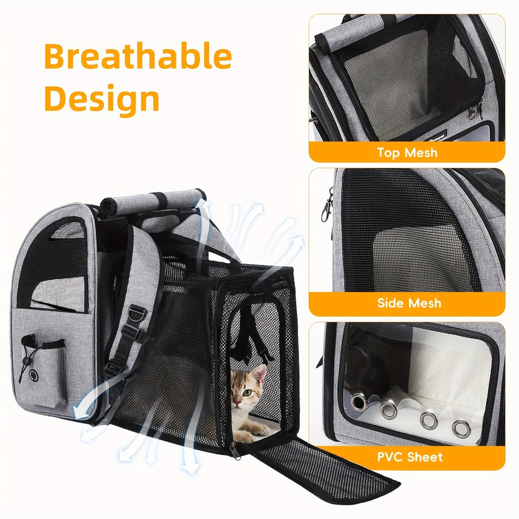 Expandable Pet Carrier Backpack – Airline Approved Foldable Cat Dog Travel Bag for Small Medium Pets, Breathable Mesh, Spacious Interior for Hiking Camping - product image 5
