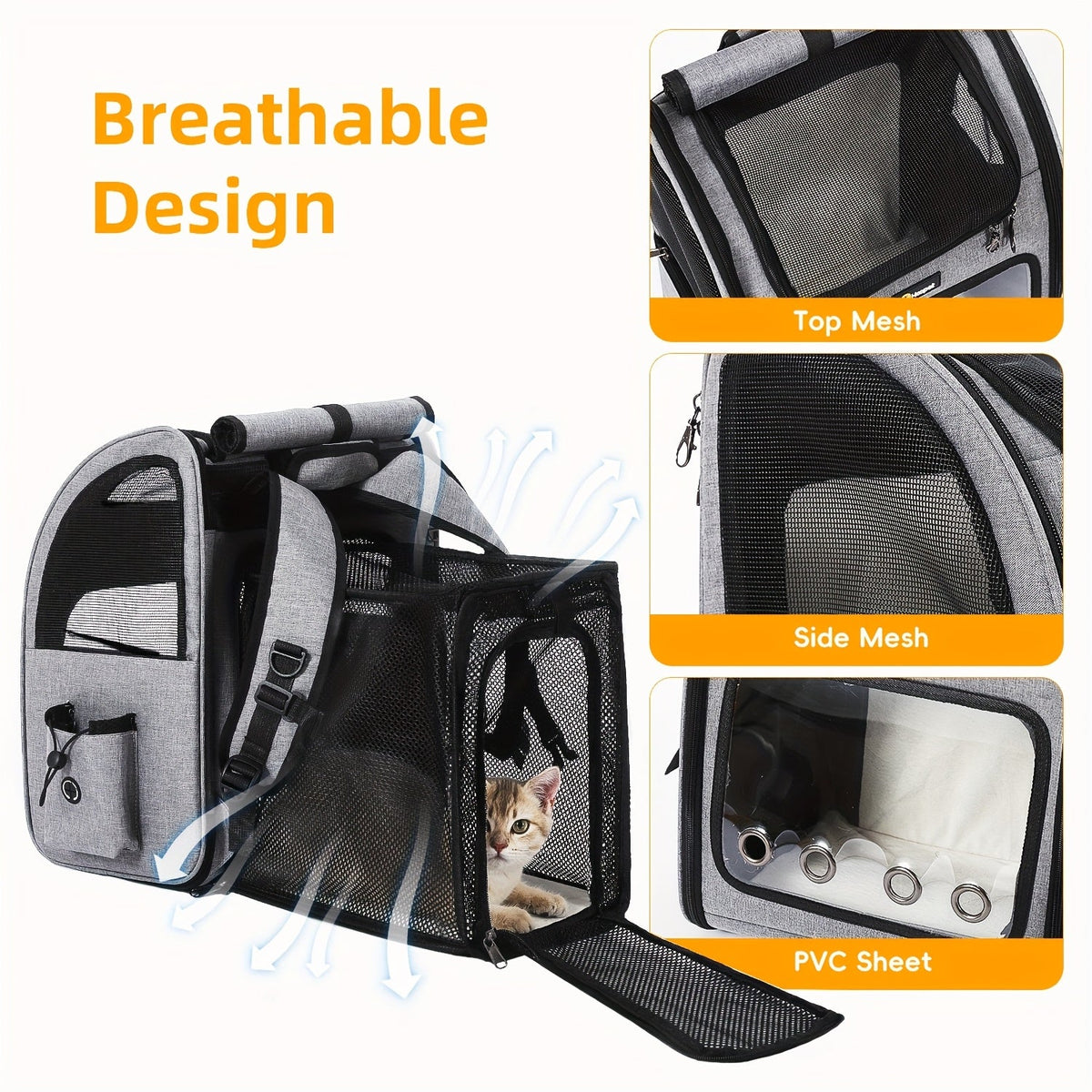 Expandable Pet Carrier Backpack – Airline Approved Foldable Cat Dog Travel Bag for Small Medium Pets, Breathable Mesh, Spacious Interior for Hiking Camping - product image 5