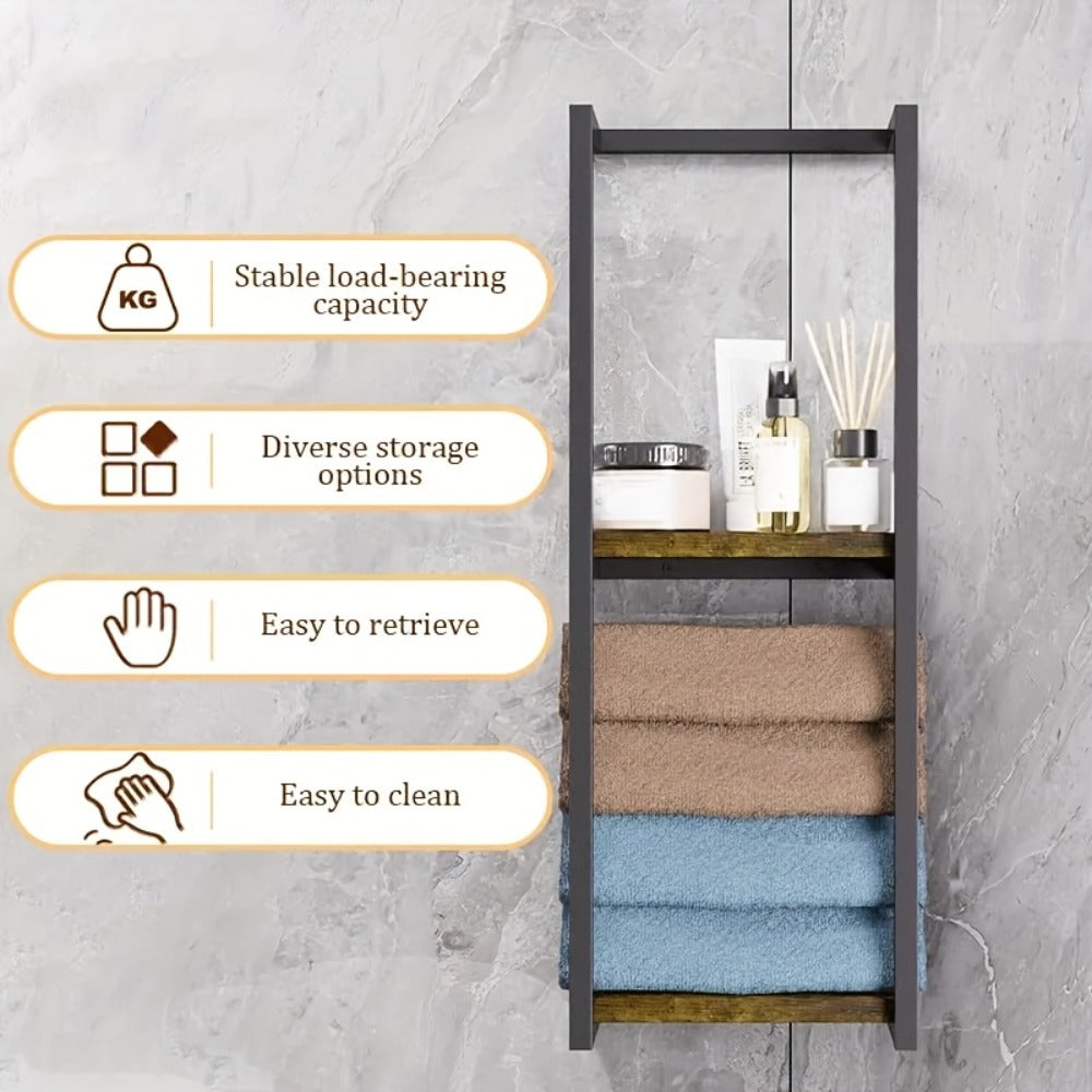 Towel Rack Wall Mounted 2-Layer Storage Organizer 11.2 Inch - Space Saving Hanging Towel Holder for Bathroom, Bedroom & Home Rooms, Contemporary Style, Available in 1-Pack & 2-Pack - product image 2
