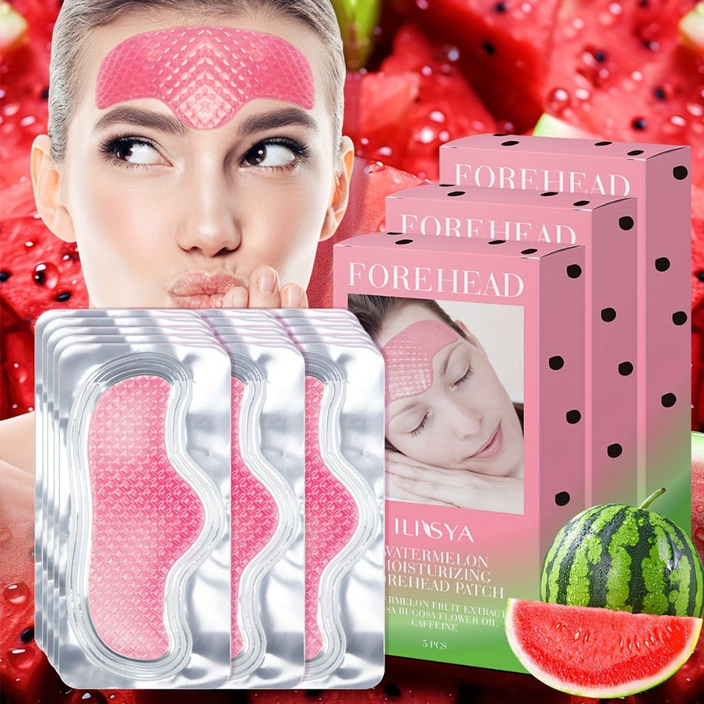 Watermelon Forehead Patches 15pcs Caffeine Collagen Niacinamide Ultra Hydrating Moisturizing Brightening De-Puffing Daily Facial Skin Care for Women All Skin Types - product image