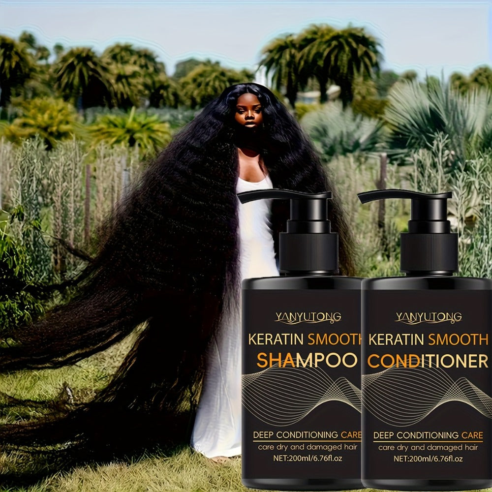 Professional Keratin Smoothing Shampoo and Conditioner Set 6.76oz Each – Repairs Color-Treated & Heat-Damaged Hair, Prevents Breakage Split Ends & Frizz, Deep Moisturizing for All  - product image 2