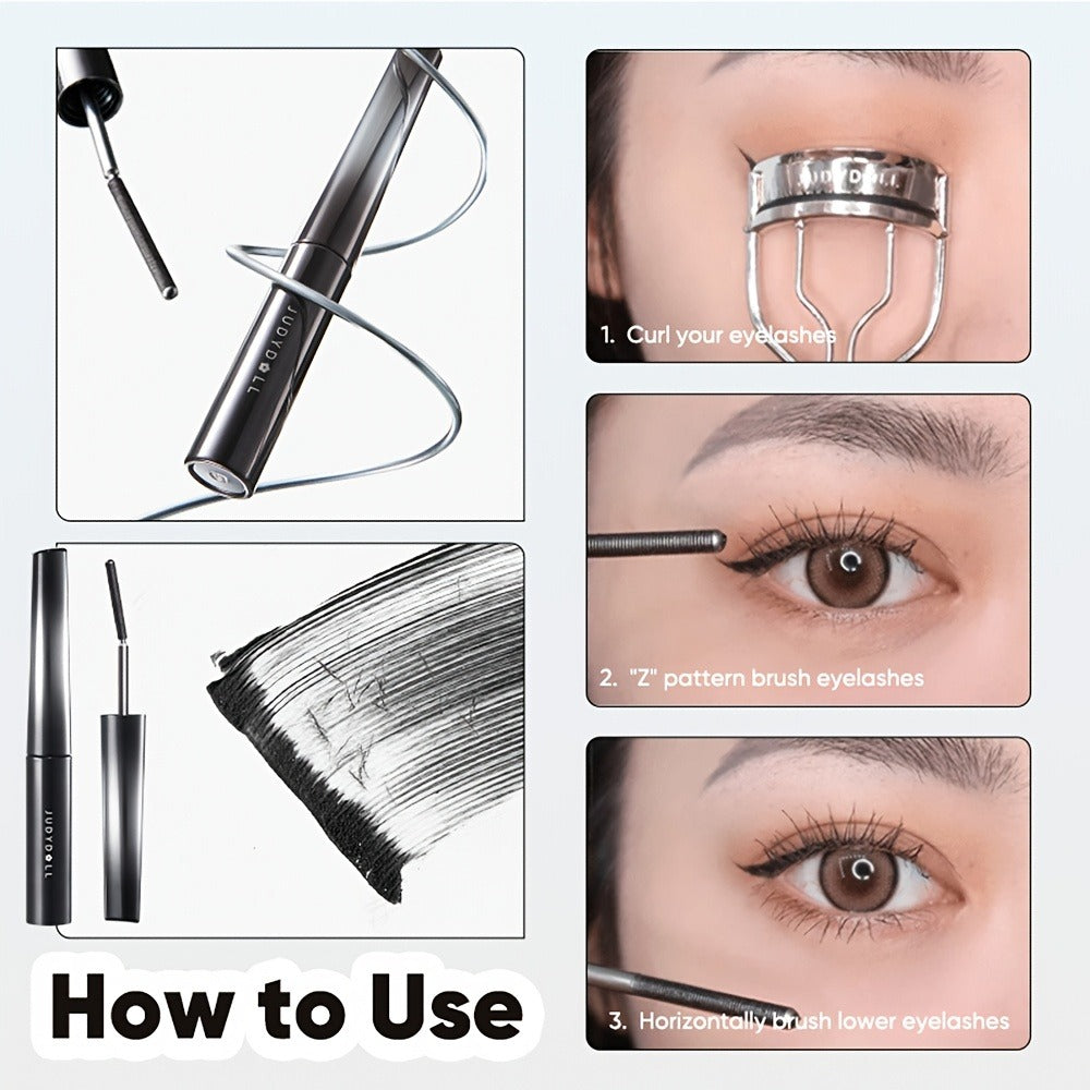 3D Curling Mascara Waterproof Volumizing Lengthening Smudge-Proof Nourishing Eyelash Wand Long-Lasting Black Brown Korean Makeup Style for All Eye Types Women - product image 12