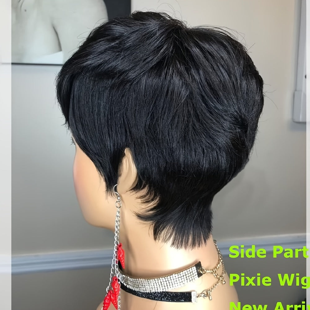 Short Pixie Cut Wig with Bangs Black Blonde Layered 4 Inch Rose Net Cap | Brown Blonde Mix Synthetic Wig for Black Women Daily Wear Office Party - product image 15