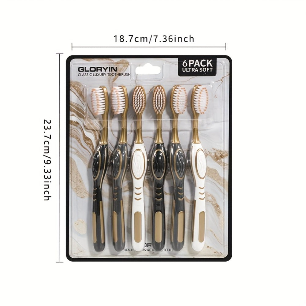 Gloryin Soft Bristle Toothbrush Set Anti-Slip Olive Handle Full Size Head Gentle Gum Care Daily Oral Hygiene for Adults Couples Household Travel 6pcs 12pcs Value Pack - product image 4