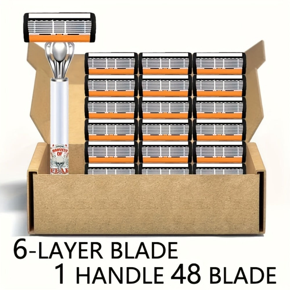 Men's Safety Razor Set 72 Blades 2 Non-Slip Handles Progressive Classic Style Painless Shaving Kit – Close Shave Replacement Blade Razor for Daily Face Neck Grooming, Birthday Fath - product image 8