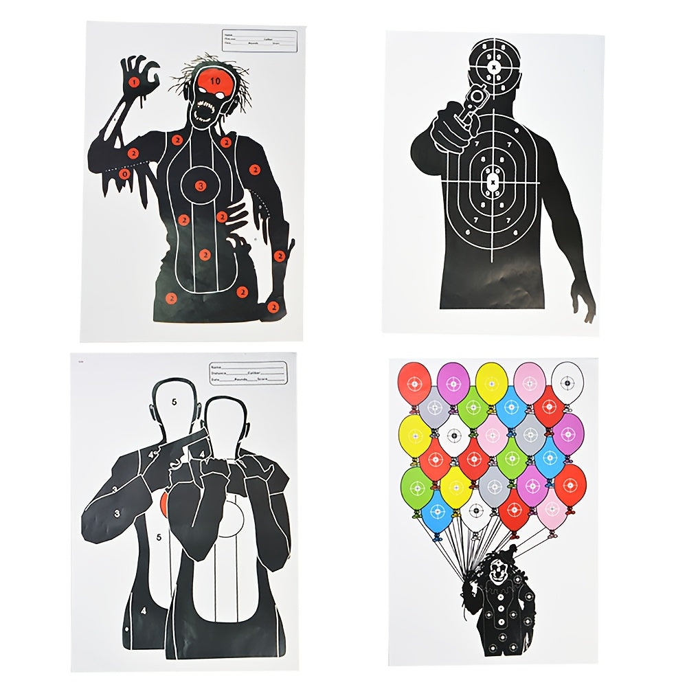 Shooting Target Paper 10 Pack 45x32cm Large Glossy – Archery Targets for Shooting Practice Accuracy Training – Skeleton Balloon Human Silhouette Target Sheets - product image