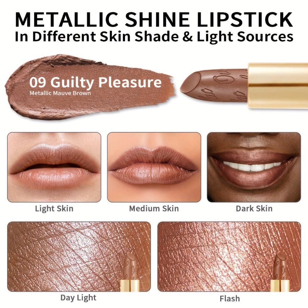Metallic Lipstick Set 3 Pcs 24-Hour Smudge-Proof Transfer-Resistant Glossy Finish Full Coverage Long Lasting Lip Color Makeup Gift Set for Women 12.9G Each - product image 4