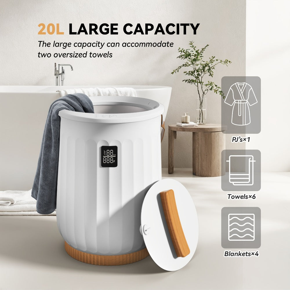 20L Deluxe Towel Warmer Bucket with Digital Display & 4 Timer Modes 15/30/45/60 Min - Auto Shut Off Self-Closing Lid, Spa-Quality Fast Heating for Bathroom Home Hotel Spa, White - product image 3