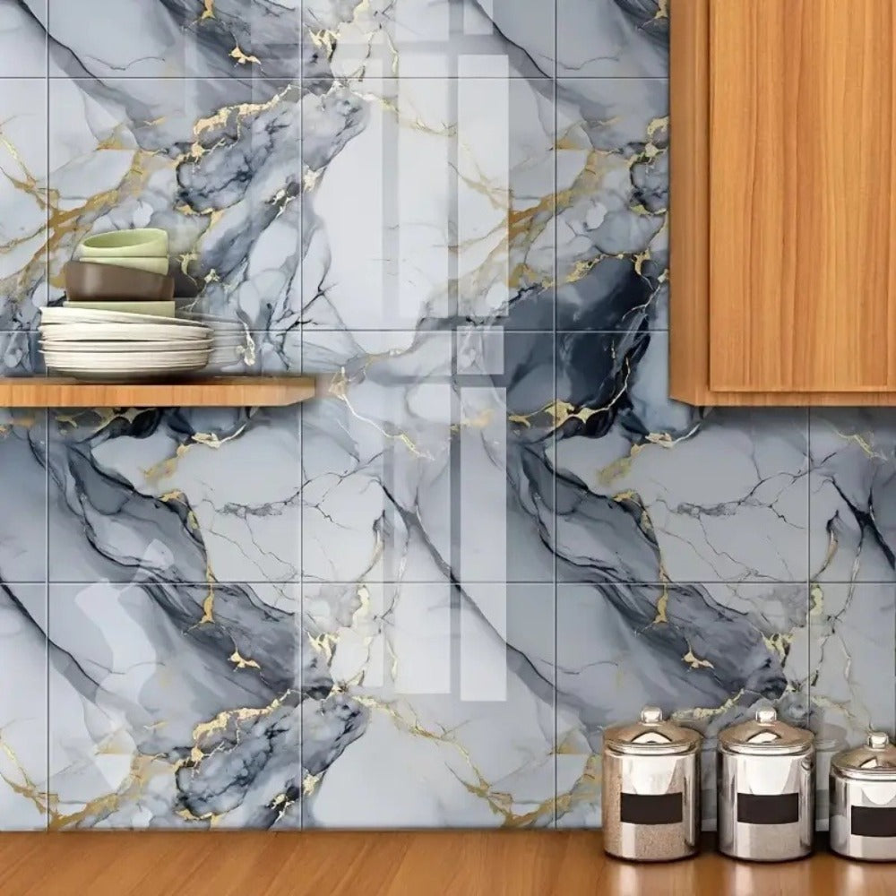 Self-Adhesive PVC Marble Tile Stickers 20pcs 30x30cm Waterproof Wall Panels for Bathroom Kitchen Living Room Backsplash Decor - product image 15