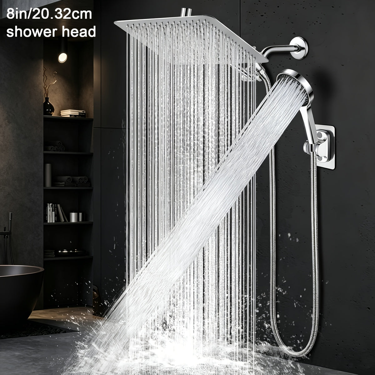 Shower Head, High Pressure Rainfall/Handheld Shower Combo With Extension Arm, 9 Settings, Anti-leak Shower Head With Holder, Height/Angle Adjustable, Chrome - product image 9