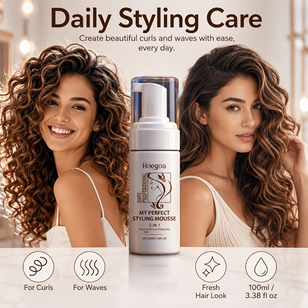 Hair Styling Mousse with Mint Extract & Hyaluronic Acid — Long-Lasting Flexible Hold, Moisturizing Mild Formula, Frizz Control, Volume & Shine for All Hair Types, Women, 100ml — Gi - product image 7