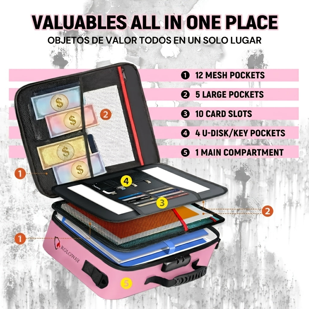 Fireproof Document Bag With Lock - Extra Large 17 X 11.8 X 5 Inch, Important Document Storage Bag With Multi-Layer File Organizers, Portable Safe Storage Bag - product image 12