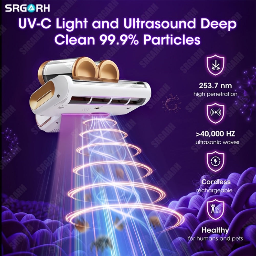 Cordless Mattress Vacuum Cleaner 16Kpa UV Light & 80000 RPM Sonic Technology, 3-Min Fast Charge Handheld Bed Vacuum for Mattress Sofa Carpet Dust Mites - product image 2