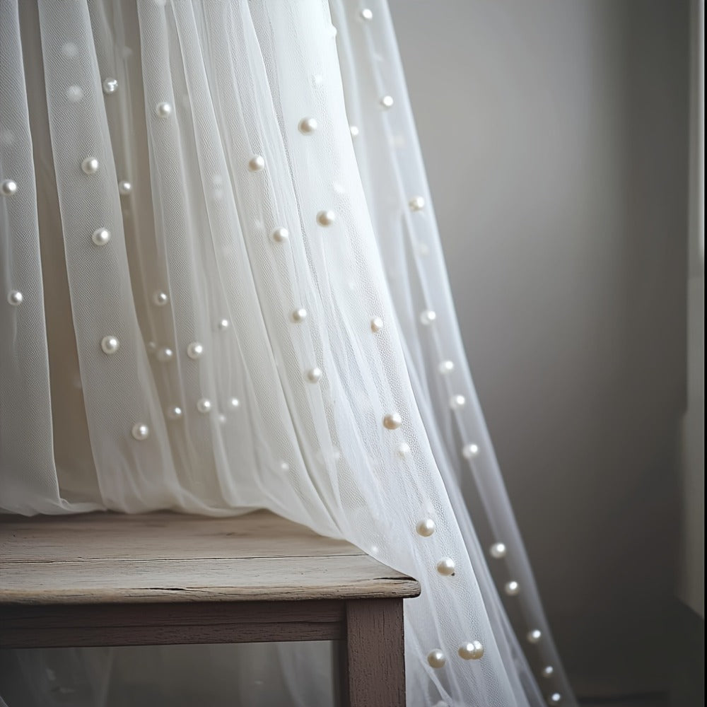 White Pearl Sheer Tulle Fabric Roll 160x300cm – Elegant Organza Mesh for Wedding Backdrop Table Skirt Window Drape Party Decoration Bridal Shower Baby Shower Festive Event Decor - product image 12