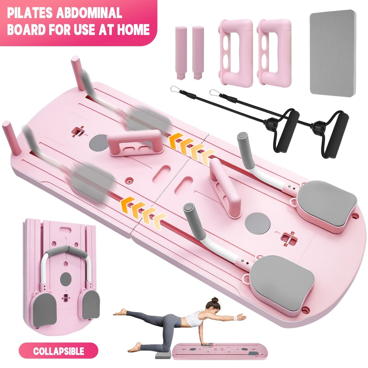 Collapsible Pilates Board 8-in-1 with Resistance Bands | Anti-Slip Yoga Push-Up Board for Core Strength, Balance, Fat Burning & Full Body Home Gym Training - product image 4