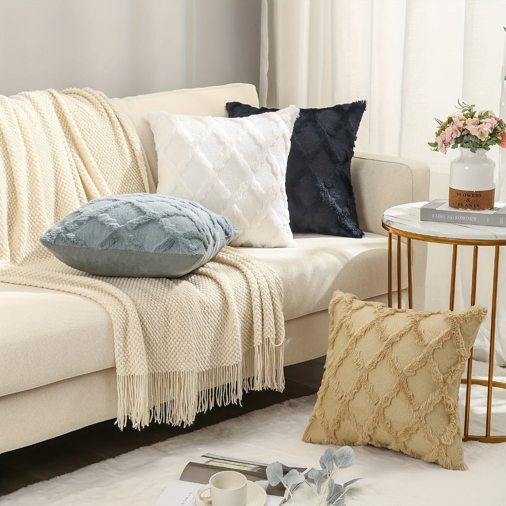 Decorative Pillow Covers 18x18 Set of 4 Boho Soft Plush Faux Wool Throw Pillow Cases with Zipper for Sofa Couch Bedroom Living Room - Luxury Cushion Covers - product image 8