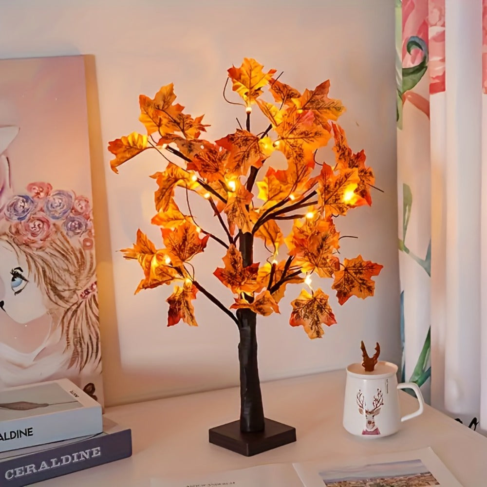 LED Maple Leaf Tree Table Lamp 2 Pack - 21 Inch Battery Powered Artificial Tree Light for Home Room Balcony Thanksgiving Christmas Fall Autumn Decor Indoor Festival Decoration - product image 9