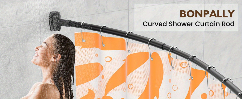 Curved Shower Curtain Rod Adjustable 43-72 Inch - Rustproof Aluminum Tension Mount No Drilling Extra Space Shower Rod for Bathtub Stall | Black Bronze Chrome Brushed Nickel | Bathr - product image 16