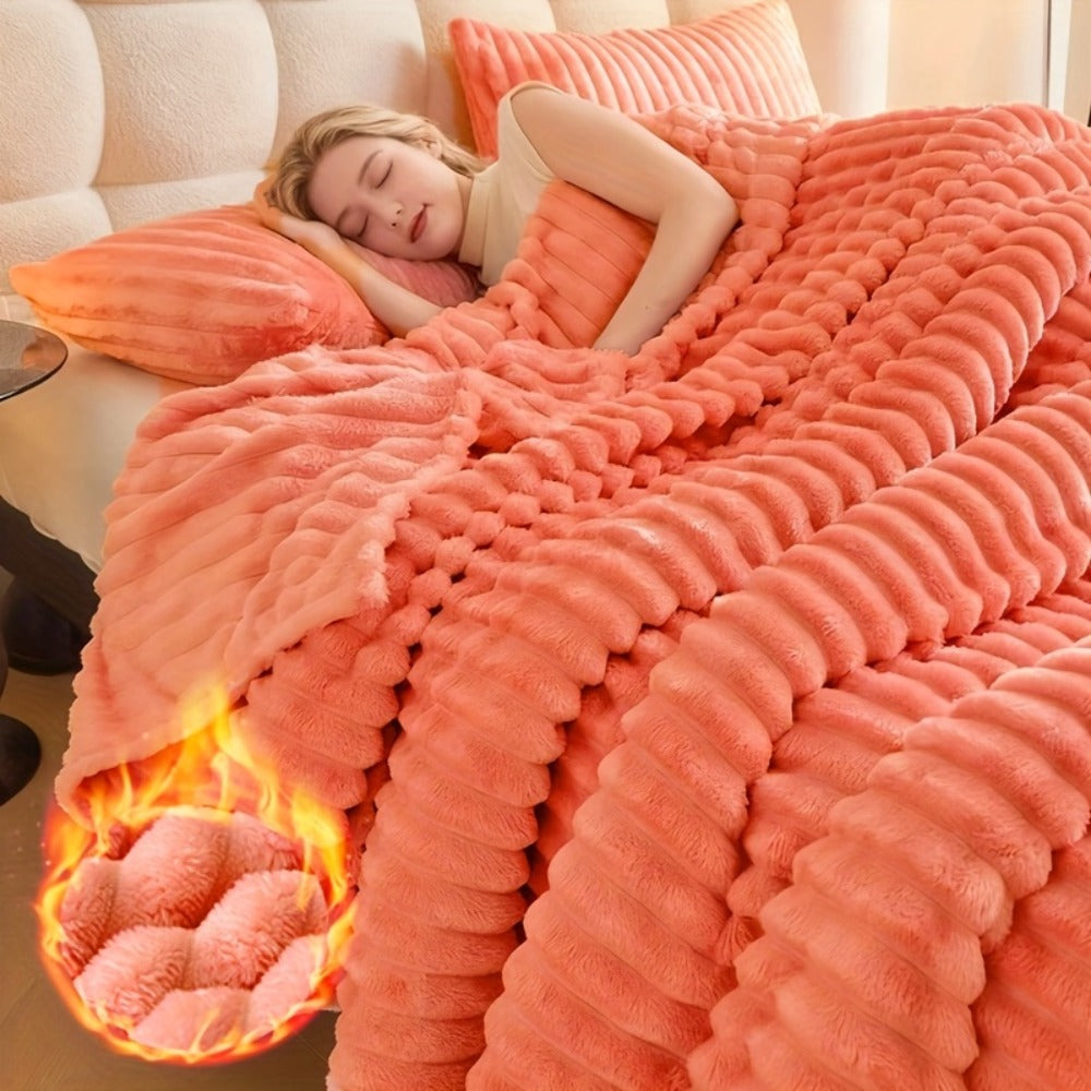 Reversible Faux Rabbit Hair Blanket – Thickened Soft Thermal Throw for Bed, Nap, Office & Camping, All Season, 4 Colors, 5 Sizes - product image 7