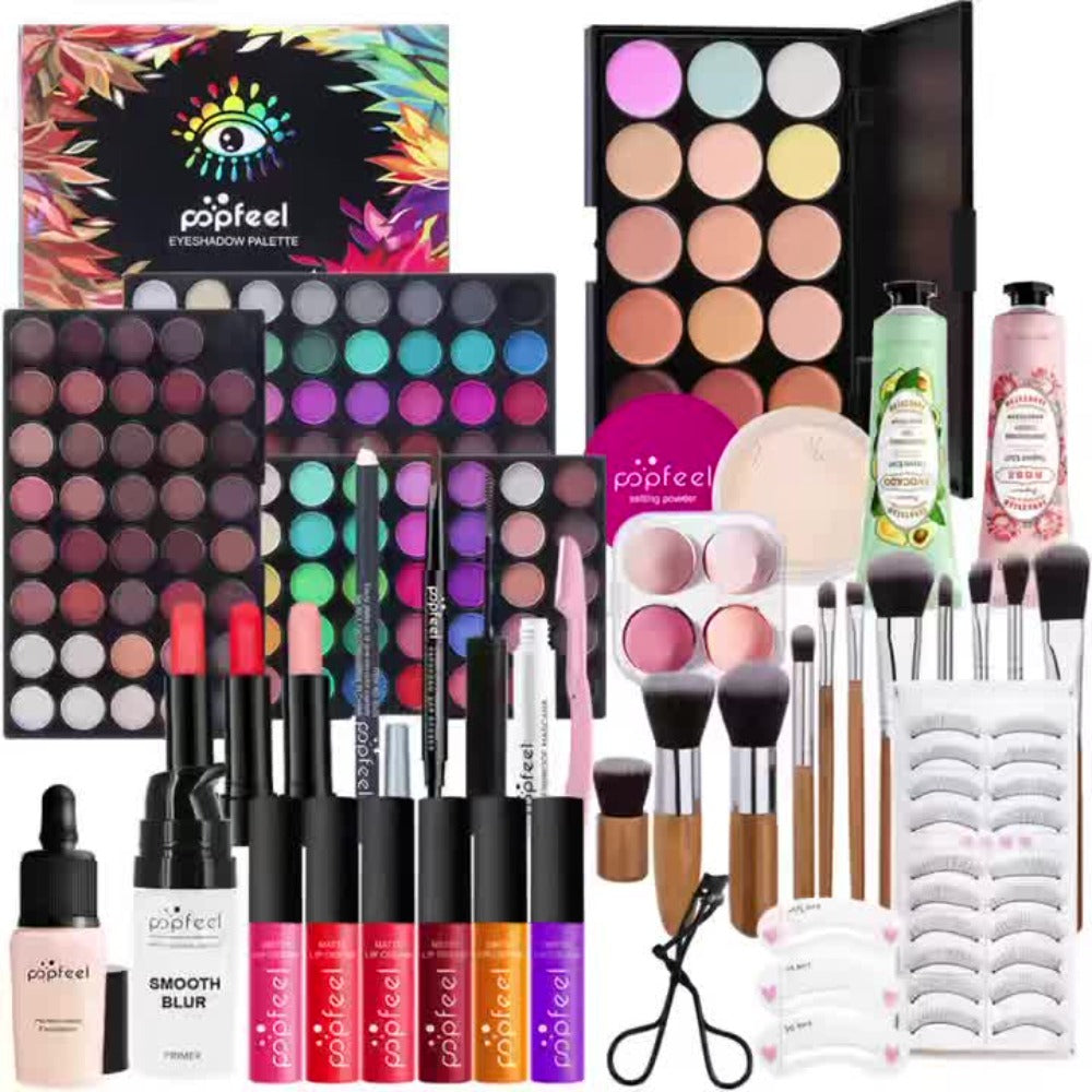 Makeup Gift Set POPFEEL 29-Color Eyeshadow Palette + Mascara + Eyeliner + Brow Pencil + Highlighter Powder + 7-Piece Brush Set | Complete Eye & Face Kit for All Skin Types | Beginn - product image 13