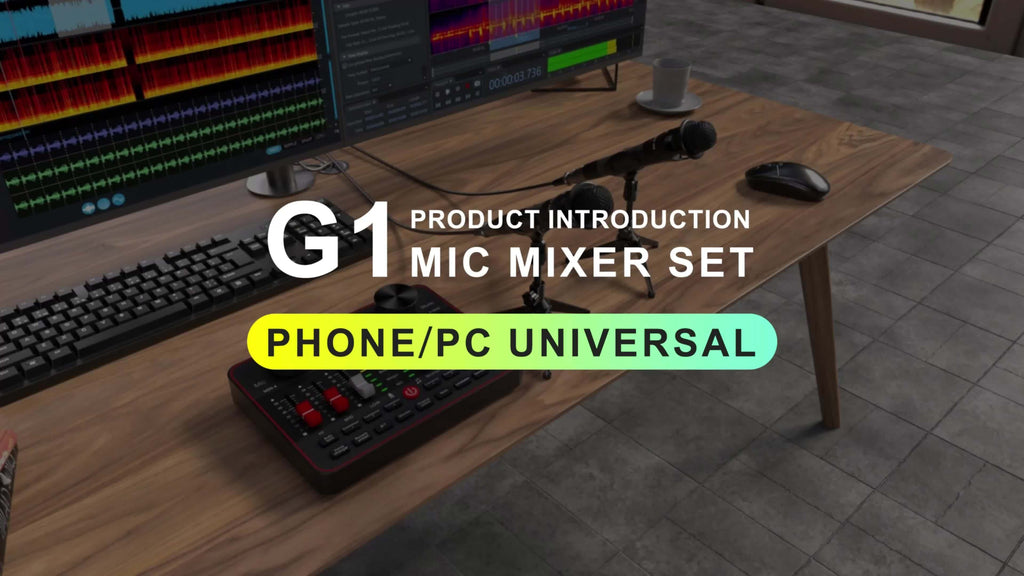 Podcast Equipment Bundle, All-in-One Audio Interface DJ Mixer with 2 Condenser Microphones, Recording Studio Kit Live Sound Card for Singing Broadcast, Live - product image 11