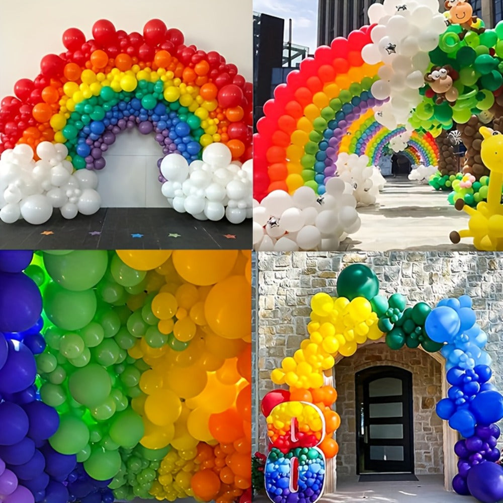 DIY Balloon Garland for Birthday Baby Shower Wedding Bridal Shower Graduation & Holiday Party Decorations | Balloon Arch Kit 422 Pcs Rainbow Matte Latex Balloons in 4 Sizes 5" 10" 12" 18"