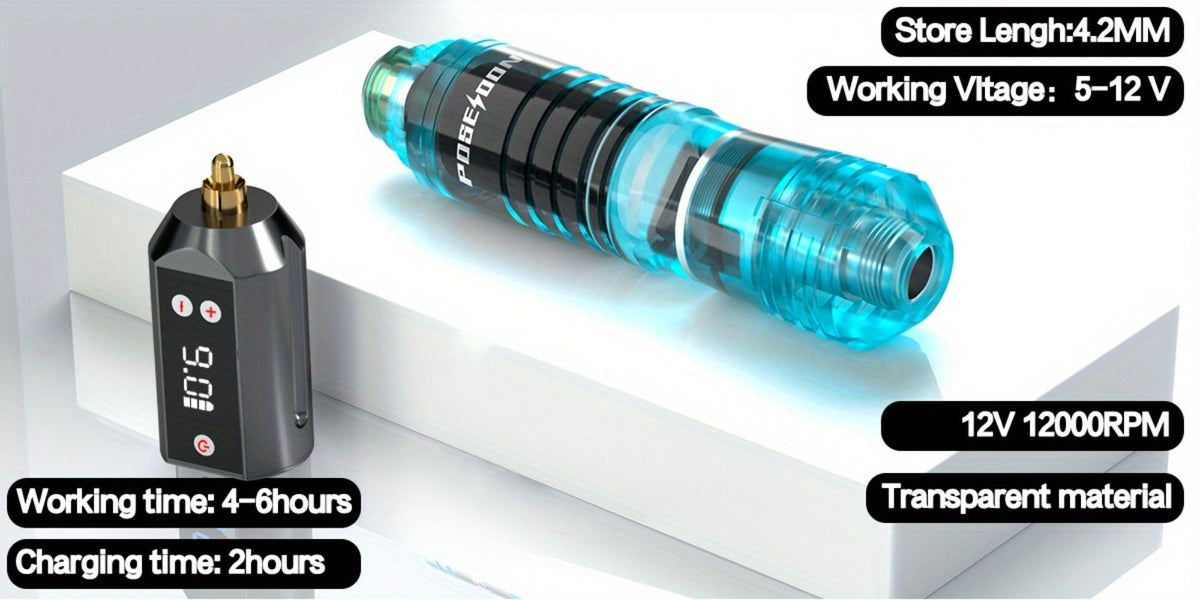 Tattoo Pen Kit Complete Beginner Set - Wireless Battery Tattoo Pen 1400mAh LCD Screen, 10pcs Cartridge Needles, 11 Color Inks, Power Supply, Coreless Motor Low Noise, Tattoo Gun Ki - product image 15