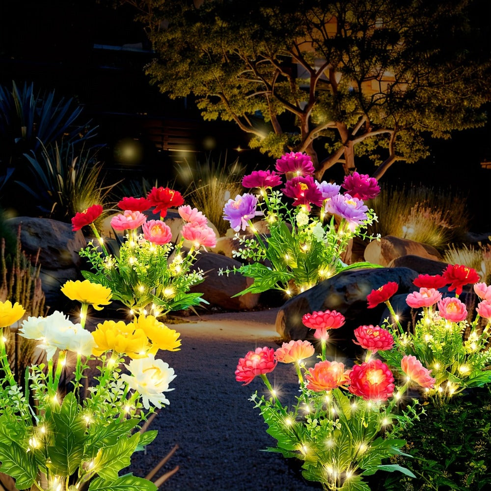 Solar Garden Lights Outdoor Waterproof – 5pcs Simulated Snow Lotus Flower LED Stake Lights for Lawn, Garden, Pathway, Courtyard, Patio Decor, Warm White Glow, Holiday Gift - product image 5
