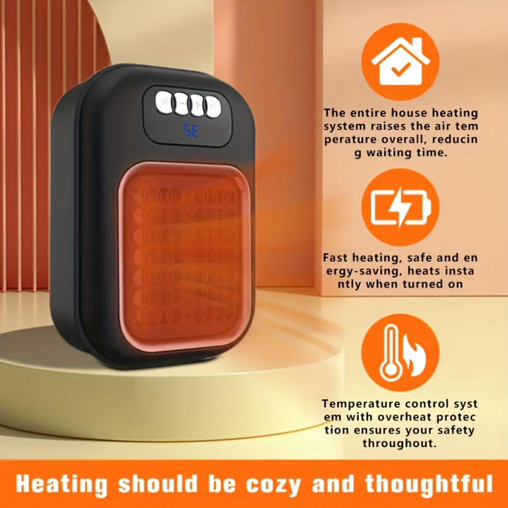 Wall Mounted Mini Electric Space Heater – Fast Heating, 3 Modes, Adjustable Temperature, Overheat & Tilt Protection, Display Screen, Portable Plug-In Heater for Home, Office, Bathr - product image 8