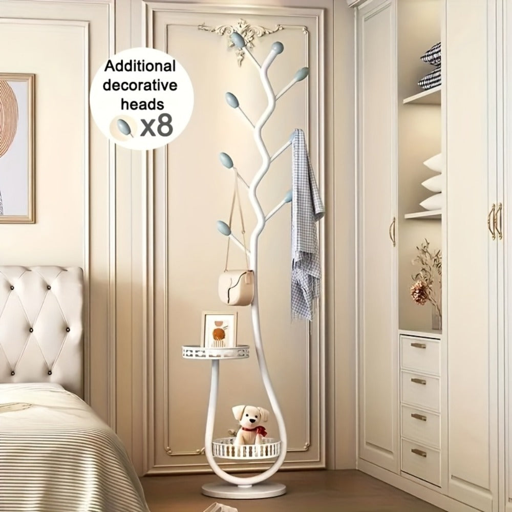 Clothes Rack Freestanding Metal with Shelf - Heavy Duty Garment Rack for Bedroom, Entryway & Closet, Vertical Coat Stand with Bottom Shelf for Coats, Hats, Scarves, Bags | White, B - product image 3