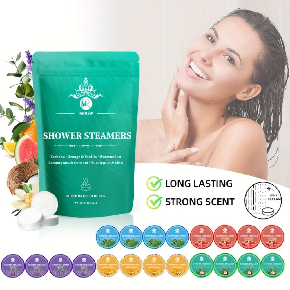 Shower Steamers Aromatherapy 20 Pack - Lavender & Fruit Essential Oil Shower Bombs for Relaxation, Stress Relief & Self Care, Unisex Spa Gift Set for Women Men, Birthday Christmas  - product image