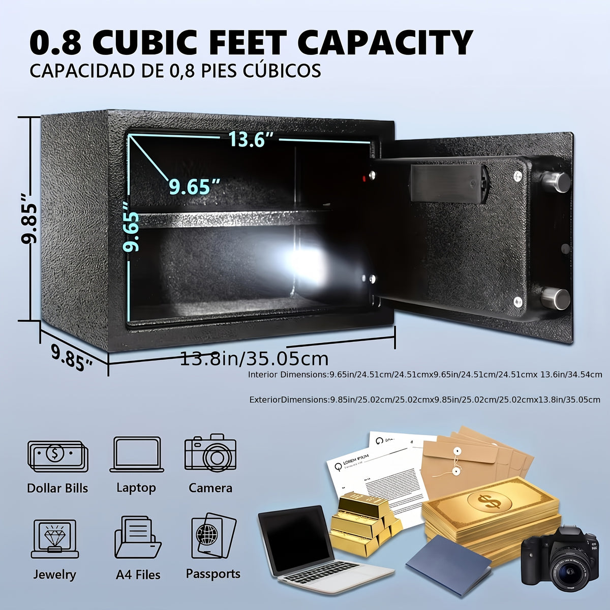 Heavy Duty Steel Safe With Cash Bag Without Cash Bag Home Safety Safe Equipped With A Combination Lock and Key Lock Suitable For Storing Cash Documents and - product image 6