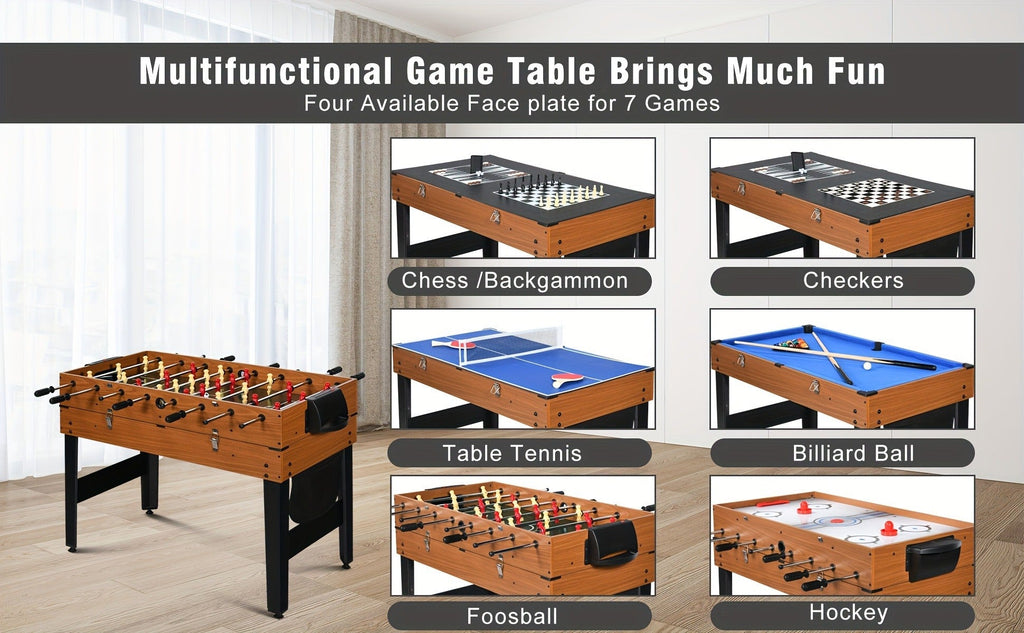 7-in-1 Multi Game Table Combo Set Foosball Hockey Ping Pong Billiards Chess for Home Game Room for Everyday Use - product image 9