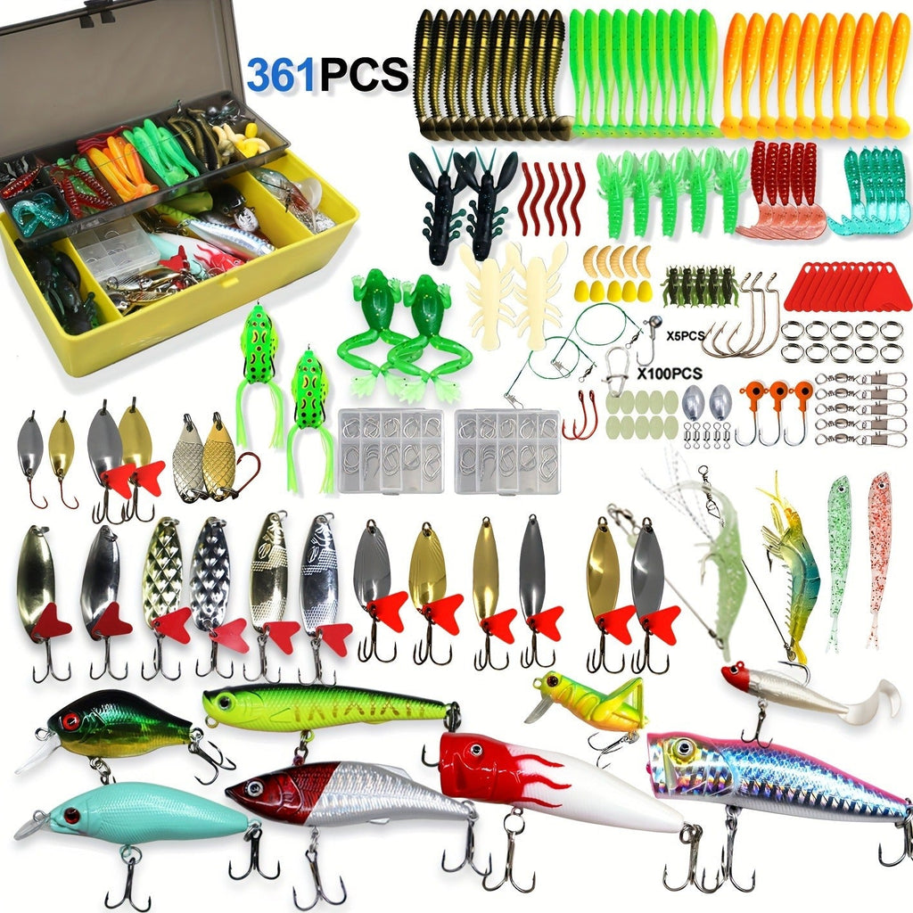Mixed Plastic & Metal Baits, Hooks, Swivels & Jig Hooks (361 pcs) – Fishing Lures Kit with Tackle Box - product image 10